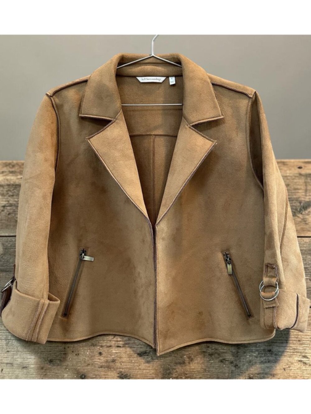 Soft Surroundings Moto Jacket - Suede with Faux Suede Lining - NEW Warm Brown 2X